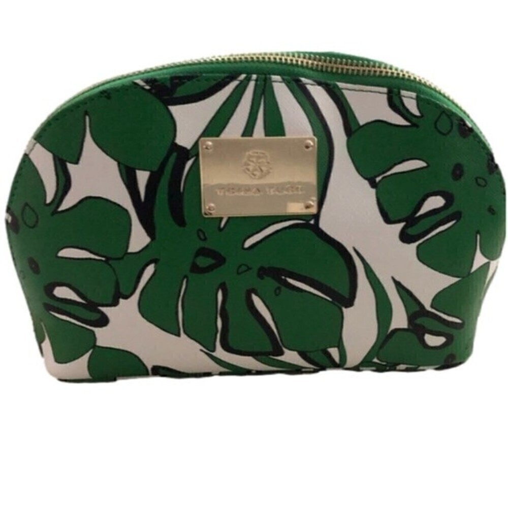 𝅺NWOT Trina Turk green tropical cosmetic bag